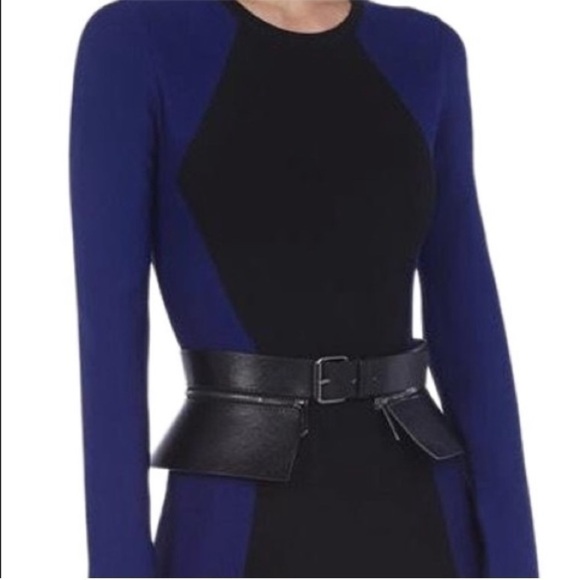 BCBGMAXAZRIA Ribbed Two-Tone Bodycon Mini Dress in Blue/Black - Picture 3 of 16